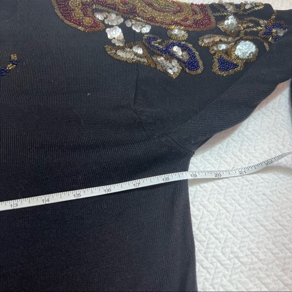 VINTAGE 1980's Rino Rossi Black Embellished Sequin Sweater Size S - Picture 7 of 8